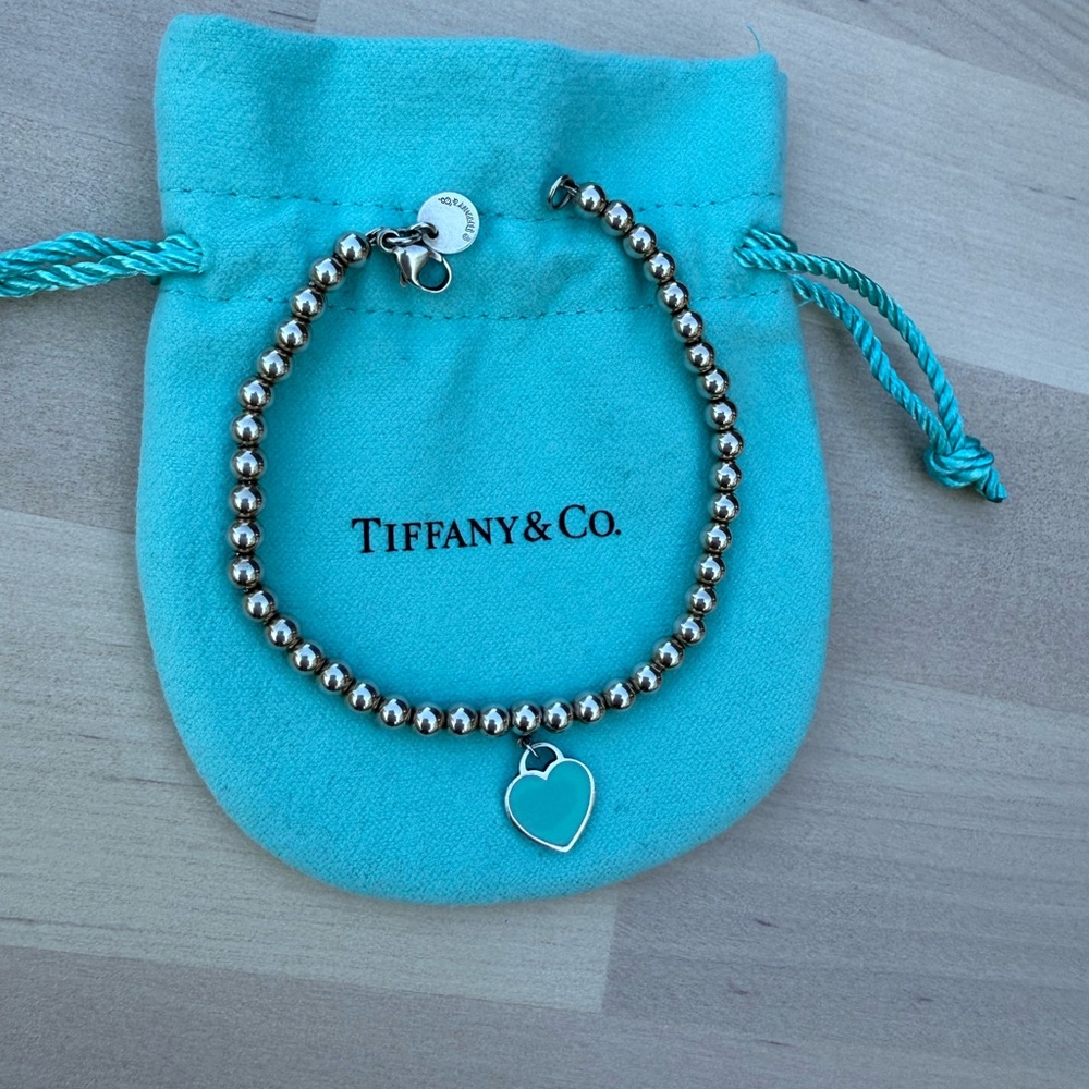 Tiffany & Co. Sterling Silver bead Bracelet Return to Tiffany blue enamel